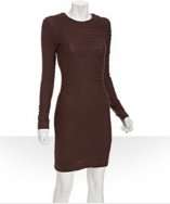 style #313430801 burgundy ribbed cotton wool long sleeve knit dress