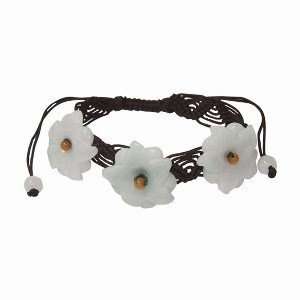 Jade Bracelet   Brown with Flowers