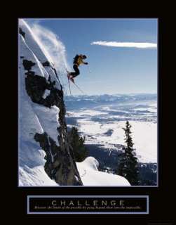 Cliff Jump Challenge Ski Motivational Poster  