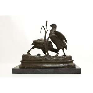  Bronze Japanese Quail Family Birds Figurine Sculpture 