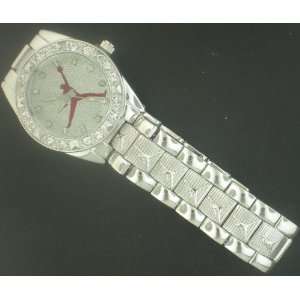  MICHAEL JORDON SILVER WITH RED MJ HIPHOP ICED OUT WATCH 