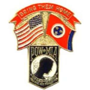  American POW & Tennessee Flags Pin 1 1/4 Arts, Crafts 