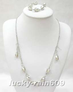 13mm white freshwater pearls necklace bracelet earring  