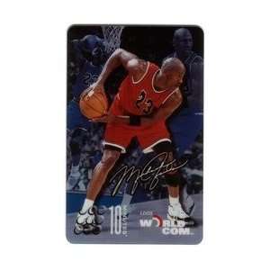 Collectible Phone Card 10u Michael Jordan With Basketball, Red Jersey 