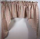 Country Red Ivory Mustard Sage Green Plaid Picket Fence Valance 72x14 