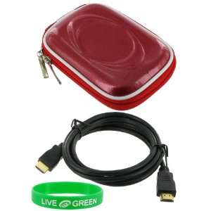 Candy Red) Case and Mini HDMI to HDMI Cable 1 Meter (3 Feet) for JVC 