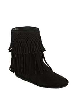 Christian Dior black suede Fringe flat ankle boots   up to 