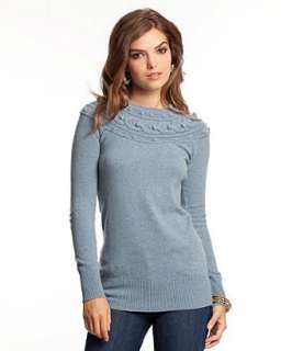 Hayden sky heather popcorn stitch cashmere crewneck tunic   up 