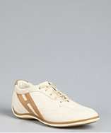 Hogan cream suede lace up sneakers style# 318303101