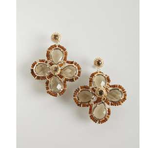 Kendra Scott champagne pyrite Aiden dangling clover earrings