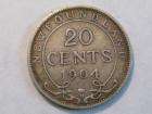 1904 H Silver 20 Cent coin. Newfoundland Canada. Better Date. Low mint 