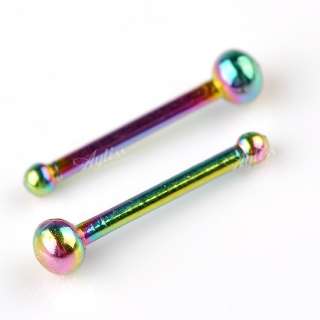 10pcs 20ga Colorful Nose Ring Ear Stud Bone Piercing Jewelry Stainless 