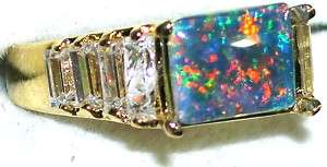 Mens Opal & Topaz Ring #142 Great Color  