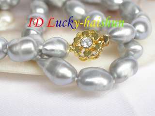    14mm Gray freshwater pearls necklace gold plated clasp j7833  