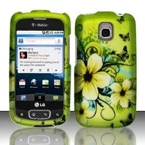  BUTTERFLY & FLOWERS Hard Rubber Feel Plastic Design Case for LG 