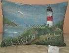 New Pottery Barn PAINTED COASTAL LIFE LIGHTHOUSE Outdoor Pillow