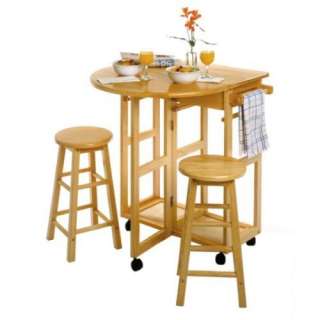 New Wooden Space Saver Drop Leaf Table w/2 Stools  