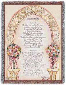 THROW BLANKET My Hand in Yours Wedding Poem Gift Woven Jacquard 