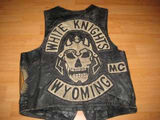   1970S ORIGINAL WHITE KNIGHTS MC MOTORCYCLE GANG OUTLAW VEST JACKET
