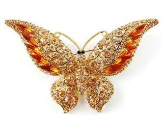 Large Dazzling Swarovski Crystal Element Jewelry Topaz Butterfly 