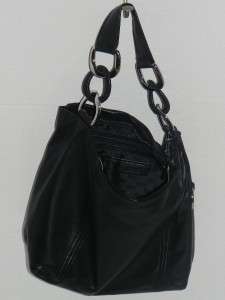   Oversized ID Chain Black Large Zip Top Shoulder Handbag NWT  