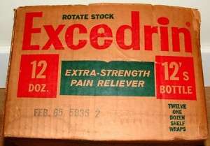 Vintage 1960s Excedrin Pain Reliever Case Cardboard Box  