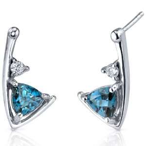 50 Carats London Blue Topaz Trillion Cut Cubic Zirconia Earrings 