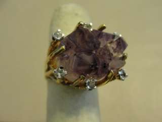 VINTAGE 1950S Panetta GWO Sterling Silver & Natural Amethyst Ring 