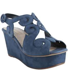 Prada sky blue suede swirl cutout platform sandals