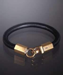 Yves Saint Laurent black lambskin Roady leather bracelet   