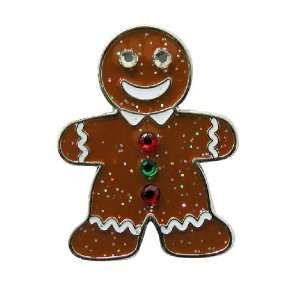 Gingerbread Man Sparkled & Crystal Golf Ball Marker with Magnetic Clip 