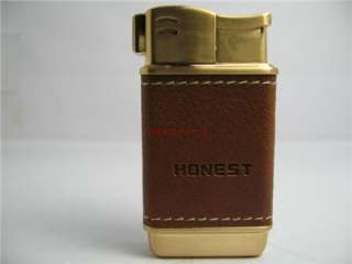   HONEST Brown Leather Wrapped Cigarette Pipe Flame Lighter LFl8  