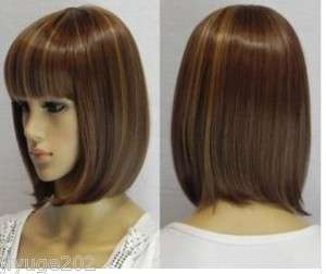 Short dark brown mixed straight Hair women wig/wigs  