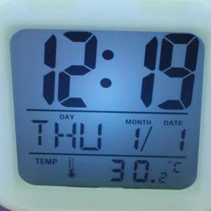 LED Color Change LCD Digital Alarm Thermometer Clock  
