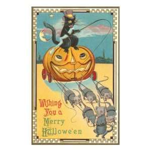   , Pumpkin Carriage Drawn by Mice Premium Giclee Poster Print, 24x32