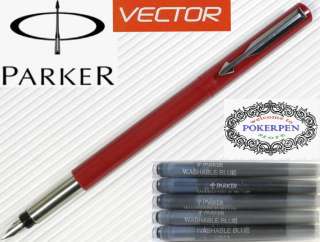 PARKER Vector Fountain pen RED+5 cartridges bluewelcome  