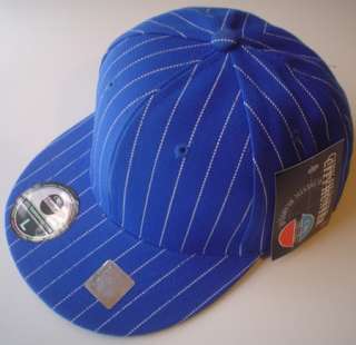 BRAND NEW plain PINSTRIPE FITTED HAT CAP ROYAL * 7 1/4  