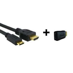 Speed HDMI to HDMI Mini Cable (A to C) with HDMI Mini to HDMI Adapter 