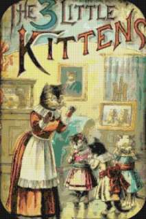   Victorian Three Little Kittens Nursery Rhyme Cross Stitch Pattern