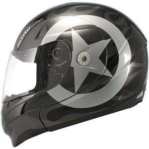  KBC FFR Modular Retro Helmet   Large/Black/Silver 