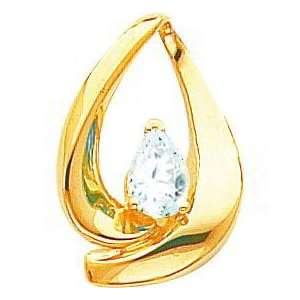  14K Gold Moissanite Pear Slide Pendant Jewelry