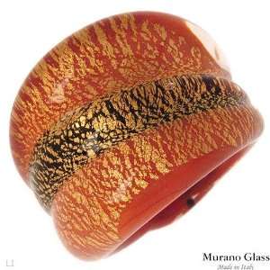 Murano Glass Made In Italy Nice Brand New Ring Crafted In 24K Two Tone 