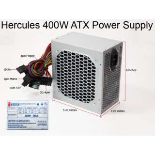 NEW Hercules 400W 120mm Fan Silent ATX Power Supply w/20 24pin SATA 