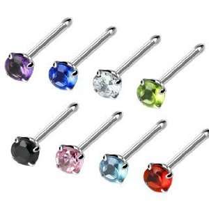 316L Surgical Stainless Steel Nose Bone Studs With 3mm Clear CZ   18G 