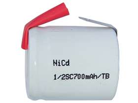 Sub C 700 mAh NiCd Rechargeable Battery w/ Tabs  