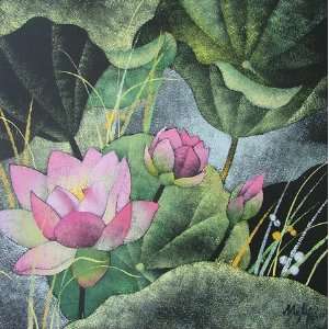  Special Hand drawing Gouache Painting   Wild Lotuses 
