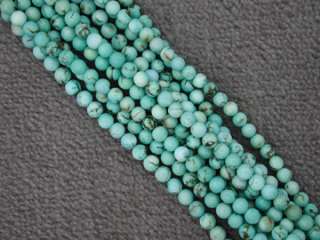 Blue Green Turquoise 4mm 16 Round Beads Stabilized  