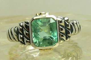   Collection~ Colombian Emerald Sterling Silver Diamond 14k Gold Ring