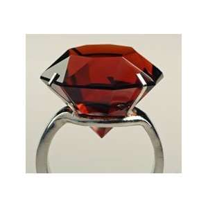  Giant Amber Glass Diamond Ring w/ Silver Band Set 12 