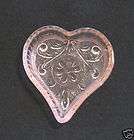 small pink glass heart shaped trinket dish expedited shipping 